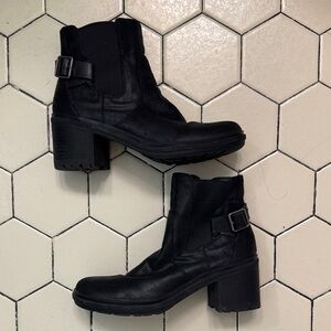 Chunky Black Moto Ankle Boots, size 9